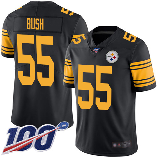 Youth Pittsburgh Steelers Football 55 Limited Black Devin Bush 100th Season Rush Vapor Untouchable Nike NFL Jersey